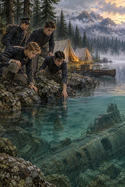 The Rover Boys Under Canvas; Or, The Mystery of the Wrecked Submarine